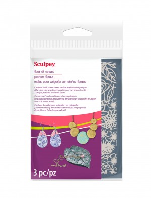 2 pochoirs de sérigraphie floraux - Sculpey