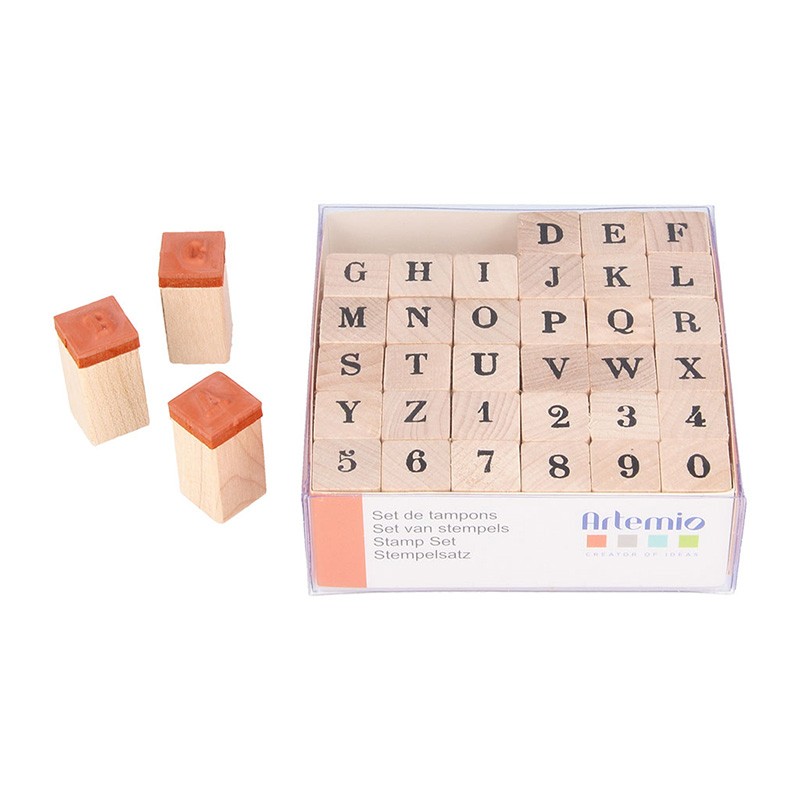 Set stempels alfabet - 1,5 cm - bois - Artemio