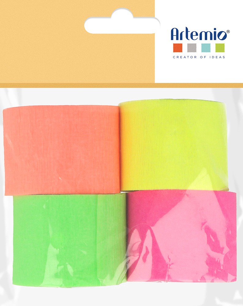 4 rollen fluo crêpepapier 10 m - Artemio