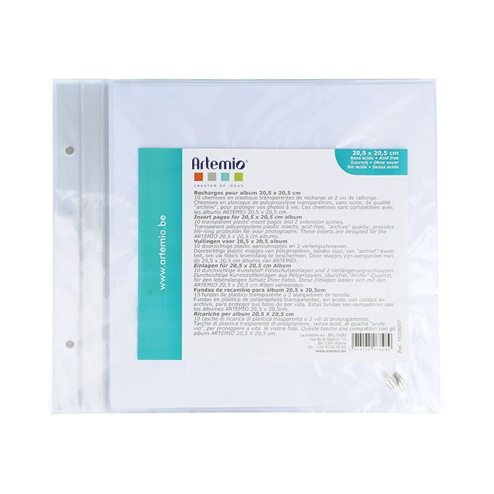 10 plastic insteekhoezen 20,5x20,5 cm 2 schroeven - Artemio