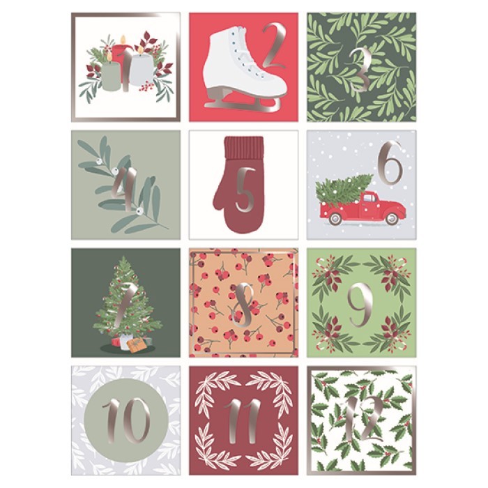 24 chiffres autocollants foil Xmas time- Artemio