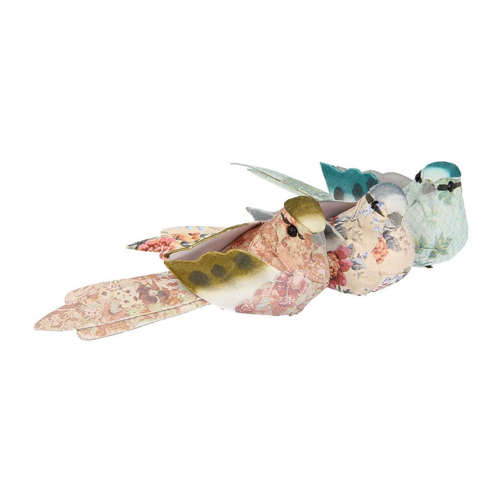 3 kleur vogels papier op clip - 10x4 cm - Artemio