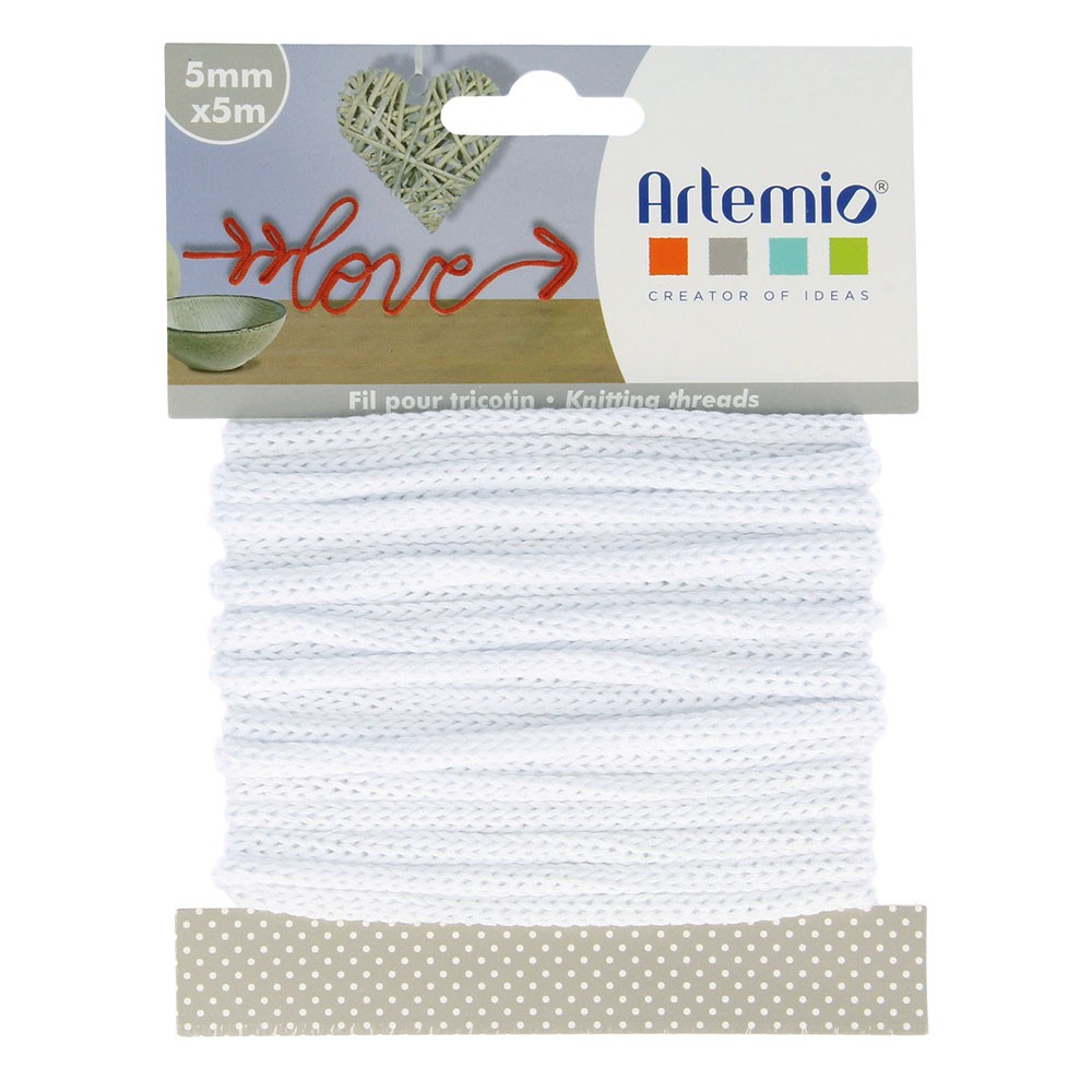 Fil tricotin blanc - 5 m X 5 mm - Artemio