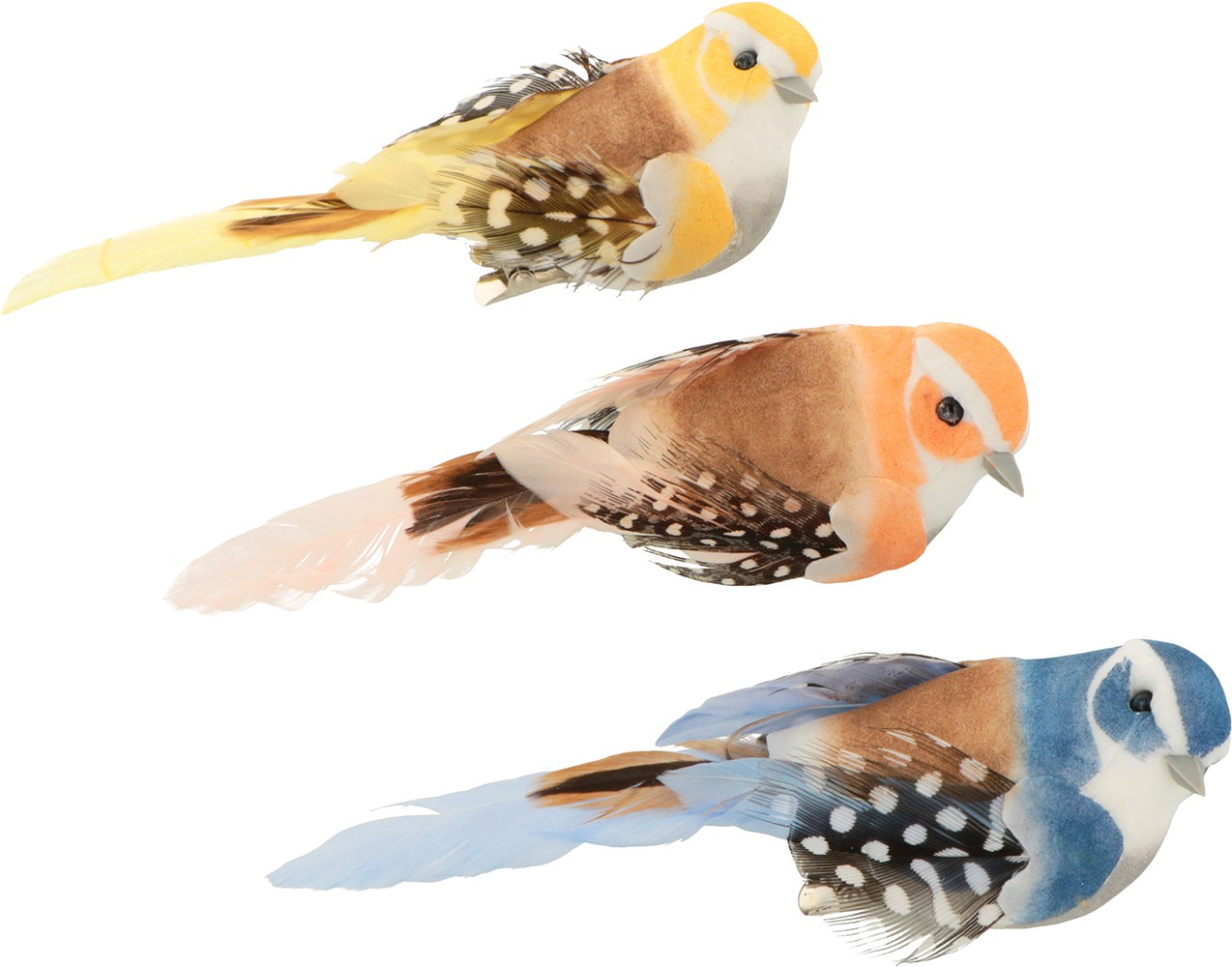 6 rode vogels op clip 11x3,5x3,5 cm - Artemio