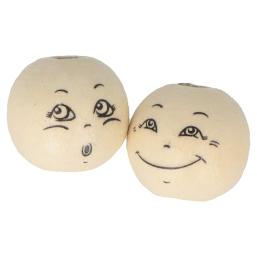6x2 perles visage 2,2 cm - bois  - Artemio