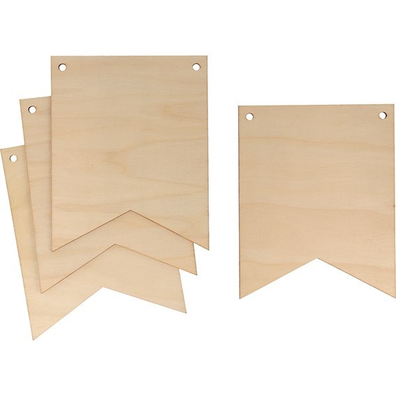 4 fanions 12x15 cm - bois - Artemio