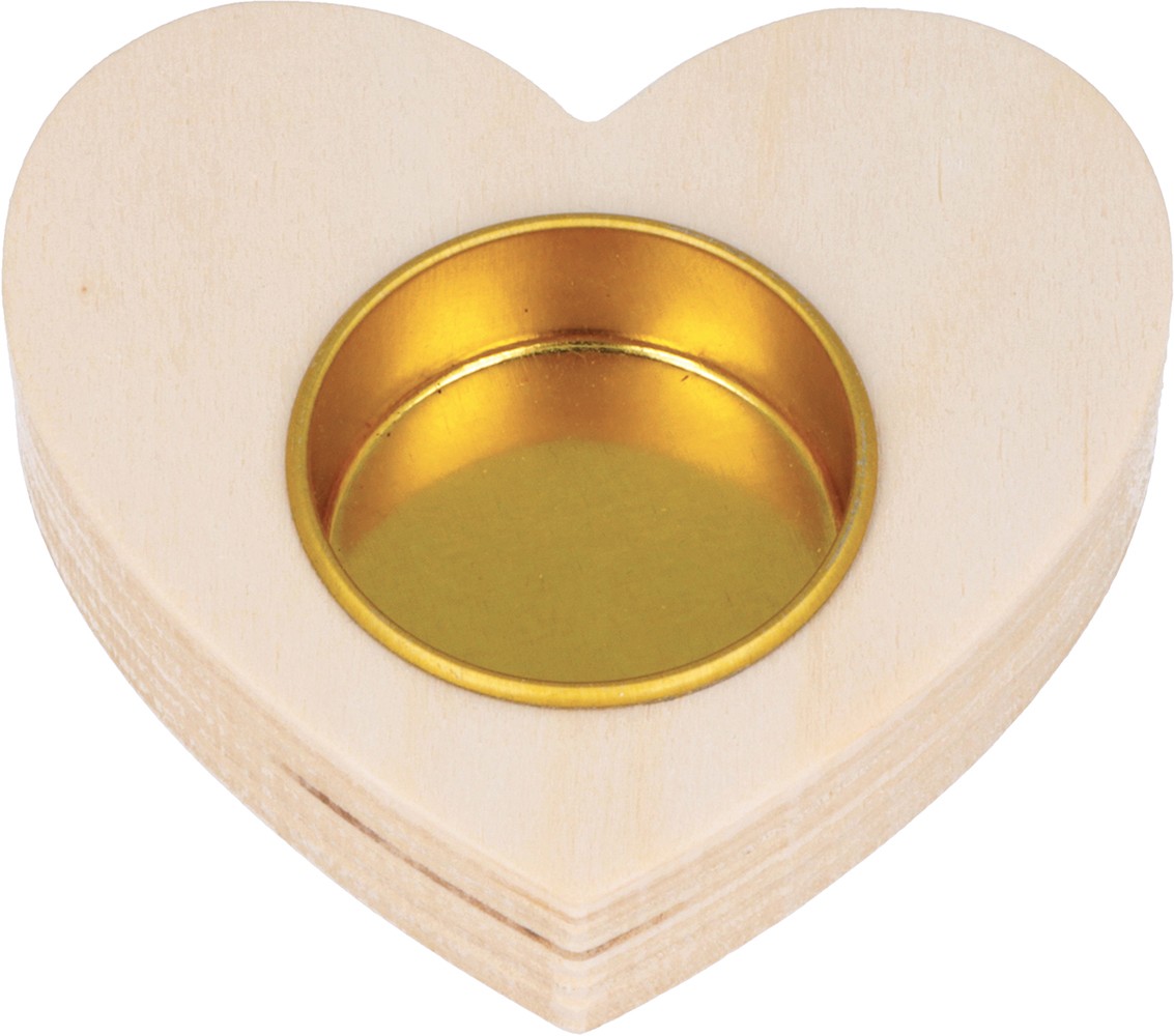 Houten kaarsenhouder hart 9x8,5 cm - Artemio