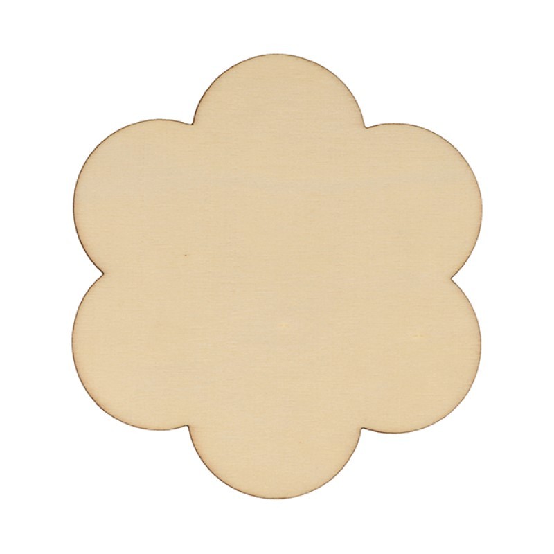 4 bloemen onderzetters 9.5x9.5cm - hout - Artemio