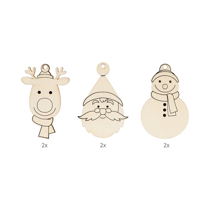 6 houten silhouetten Kerst - Artemio
