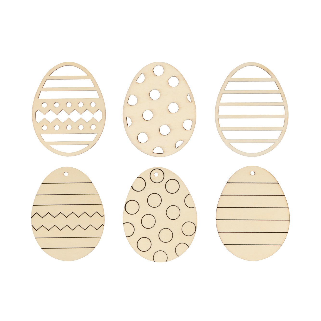 6 houten ei silhouetten - Artemio