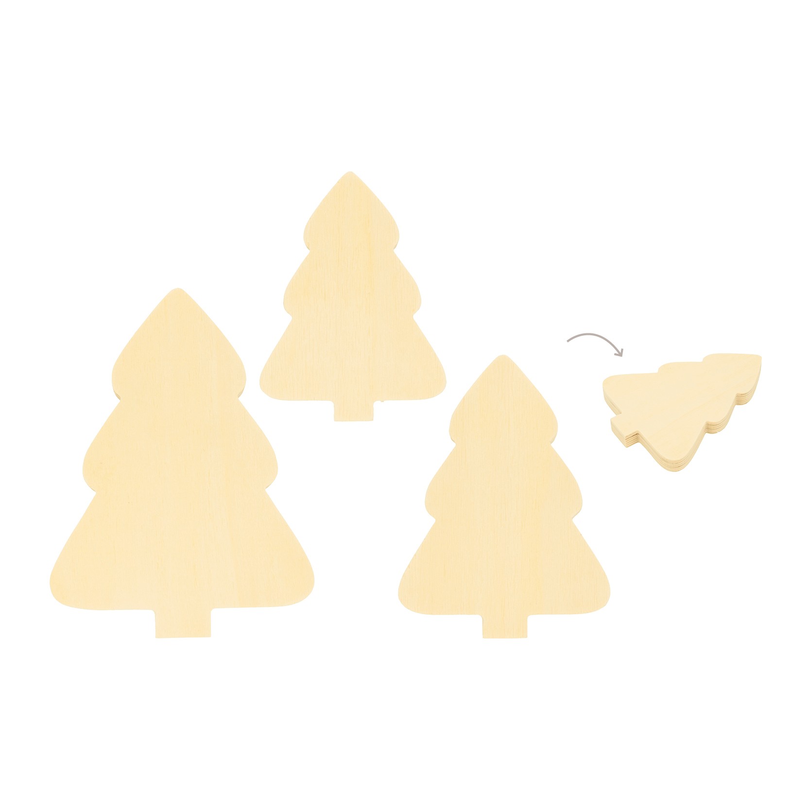 3 houten silhouetten dennenboom - Artemio