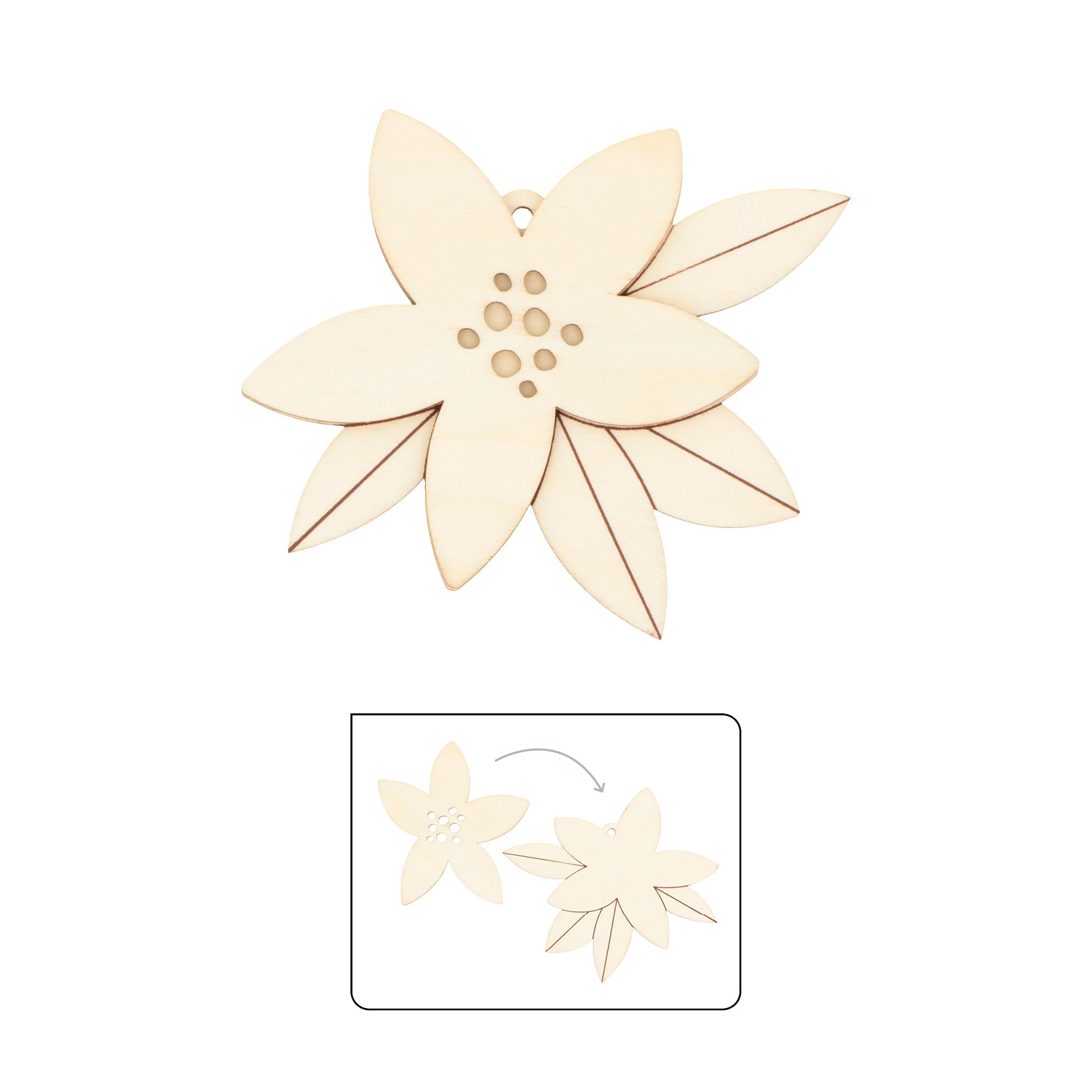 3 houten silhouetten Kerstbloem - Artemio