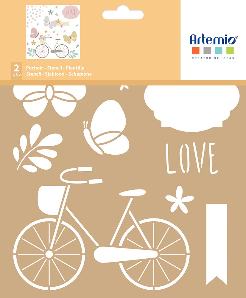 2 kraft stencils fiets 20x20cm - Artemio