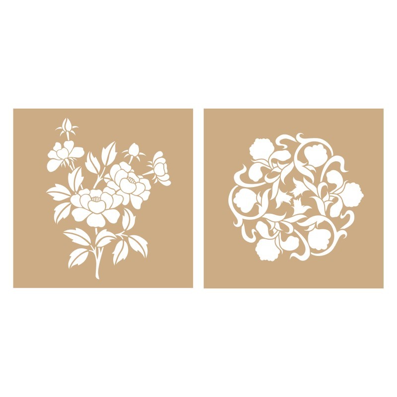 2 kraft sjablonen bloemen 20x20cm - Artemio