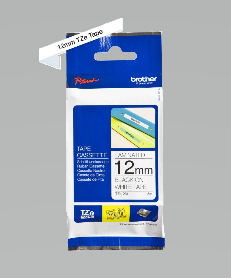 Tape lamined black  white 12 mm - P-Touch - Brother