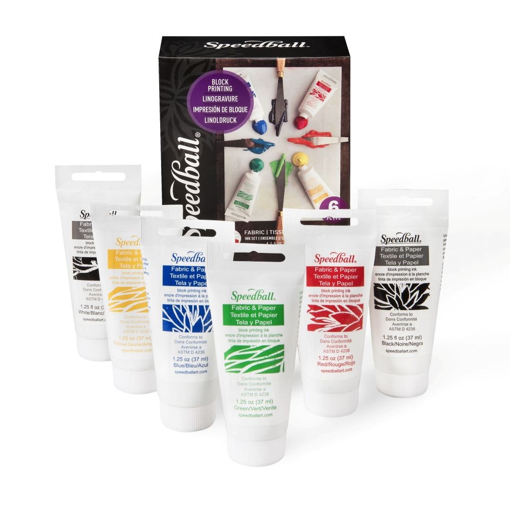 6 color fabric block printing ink set - Speedball