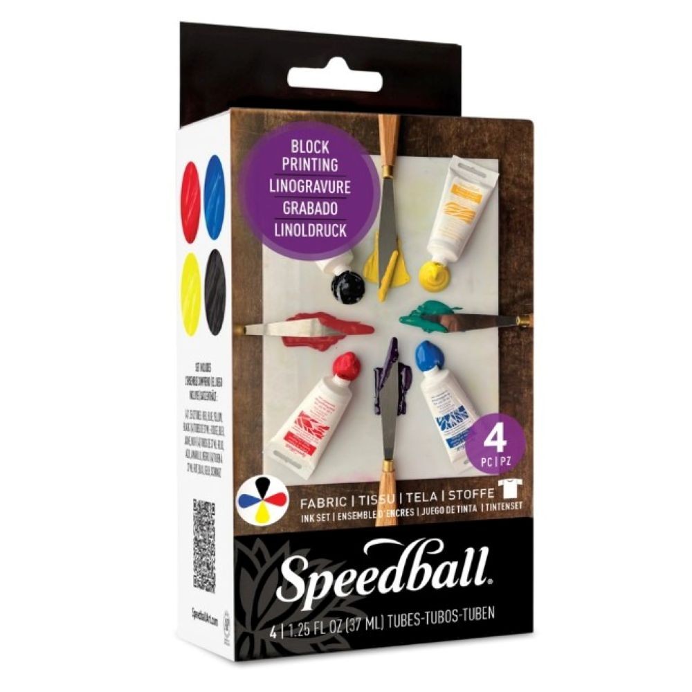 4 color fabric block printing ink set - Speedball