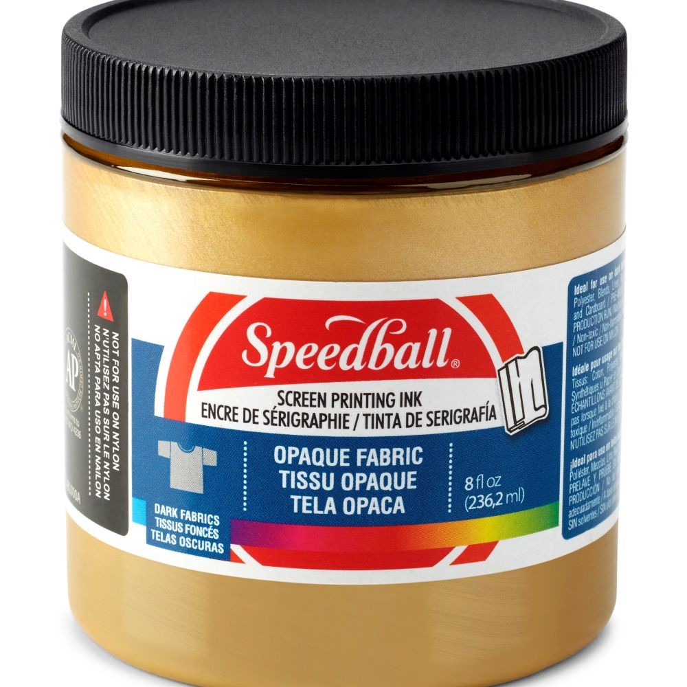Shimmer fabric ink gold screen printing -Speedball