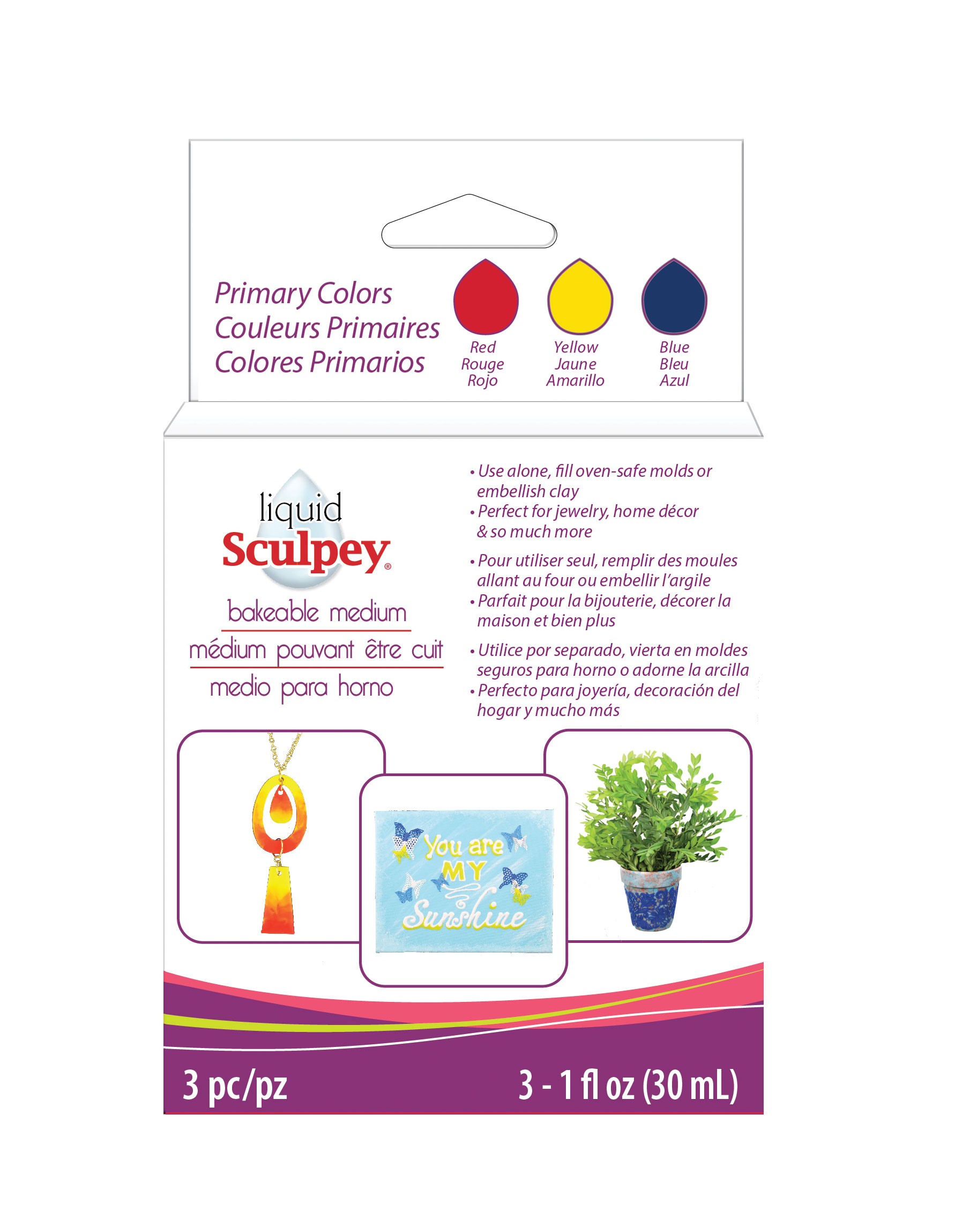 3 flessen vloeibare klei primary colors - 30 ml - Sculpey