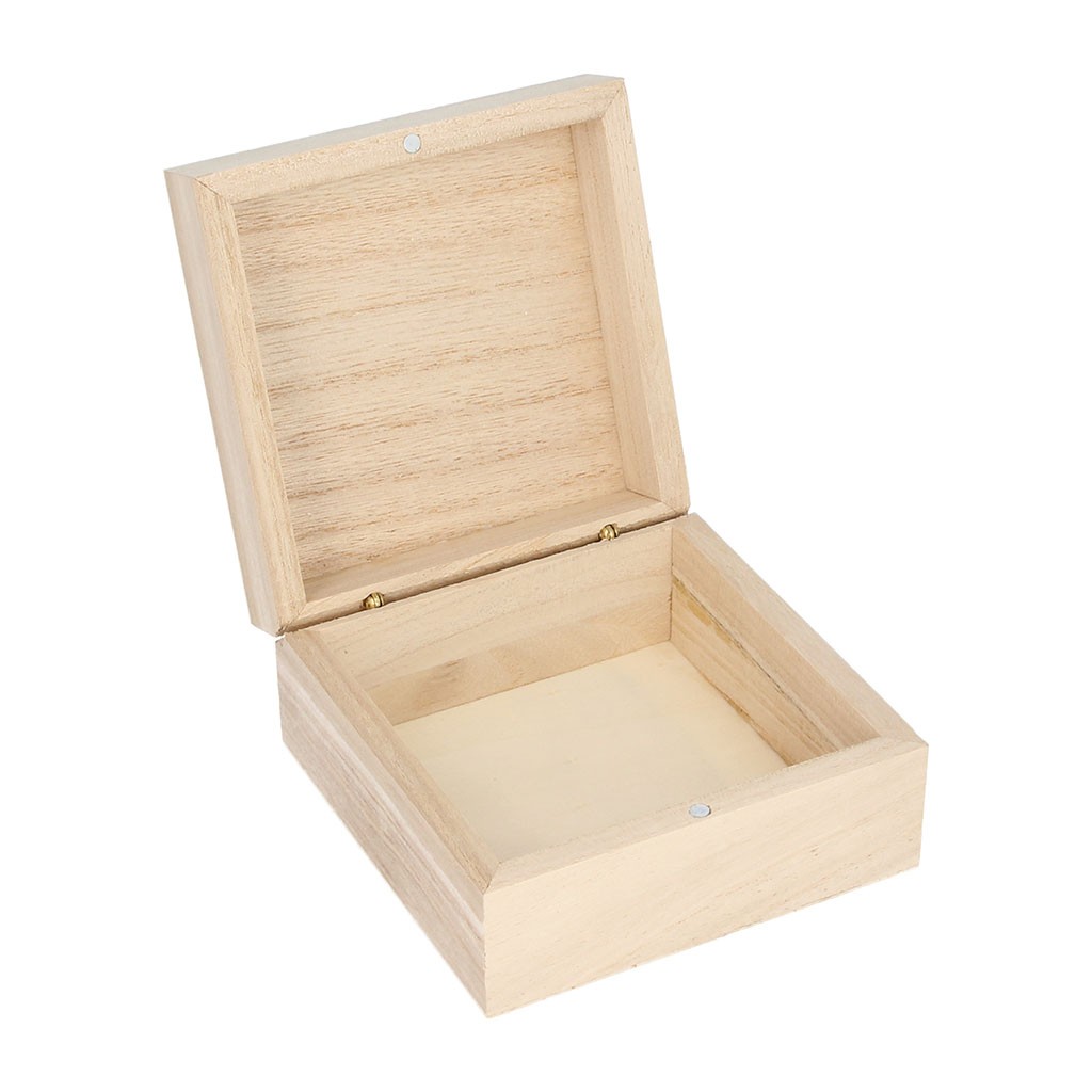 Vierkante doos 10x10x5 cm hout - Artemio