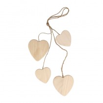 4 hangende harten 6x6,5cm - 8x8,5cm hout - Artemio