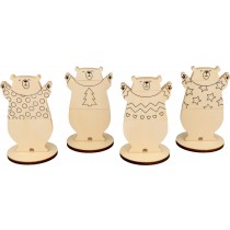 4 naamkaartjes beer - hout - Artemio