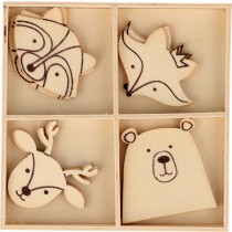 4x3 silhouetten dieren2,5x0,2 cm - hout - Artemio