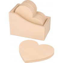 6 onderleggers harten 10x9 cm - hout - Artemio