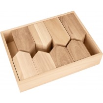 Maisons + plateau 24x5,5x18 cm - bois - Artemio
