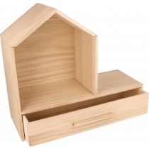 Wandplank huis 32x28x12 cm - hout - Artemio