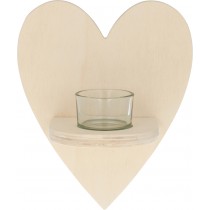 Houten hart kaarsenhouder 16.5x20 cm - Artemio