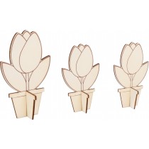 3 houten 3D silhouetten 3D bloemen - Artemio