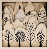 5 houten silhouetten bomen 18x18 cm - Artemio