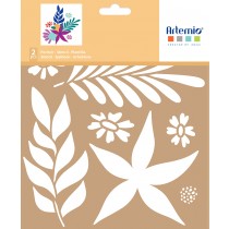 2 pochoirs kraft fleurs 20x20cm - Artemio