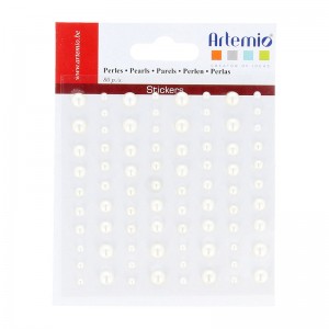 80 witte parels stickers - 5 mm - Artemio