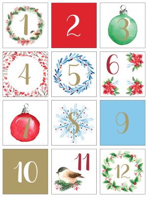 24 cijfers 3D foil stickers Xmas berries - Artemio