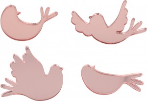 4 silhouetten vogels tweekleurig spiegel - Artemio