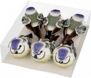6 vogels op clip - 8x4x4 cm - Artemio