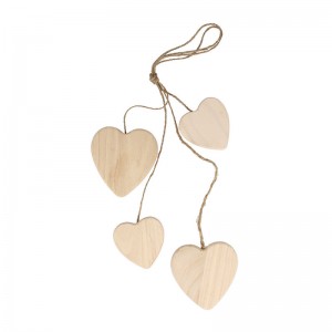 4 hangende harten 6x6,5cm - 8x8,5cm hout - Artemio