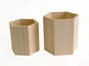 2 pots hexagonaux bois - Artemio