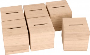 6 tirelires cube 6x6x6 cm bois - Artemio