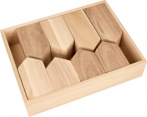 Maisons + plateau 24x5,5x18 cm - bois - Artemio