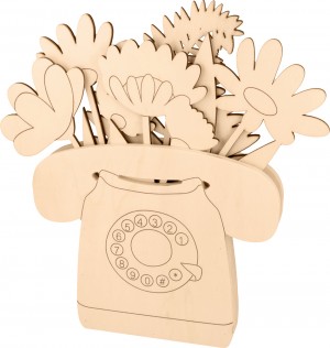 Set téléphone et fleurs bois - Artemio