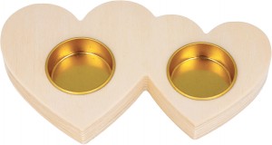 Houten kaarsenhouder harten 17,5x10 cm - Artemio