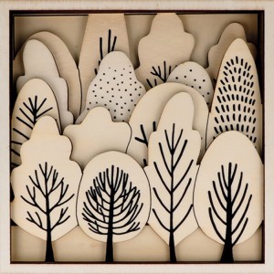 5 houten silhouetten bomen 18x18 cm - Artemio