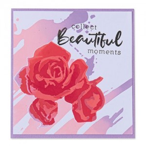 Layered stencil watercolor roses - Sizzix