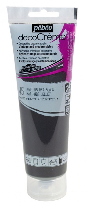 Verf fluweel zwart - acryl mat - 120 ml - Pébéo