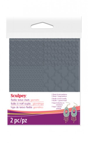 2 flexibele textuurplaten geometric - Sculpey