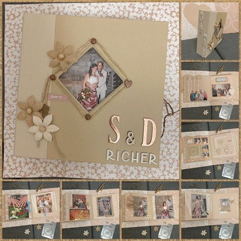Album champêtre avec une couverture en toile de reliure, pages en kraft, carte cascade...