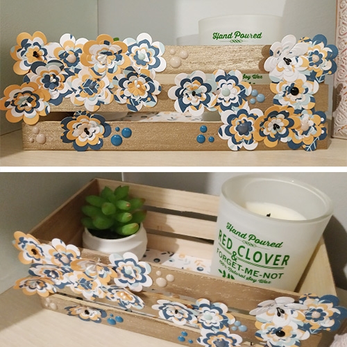 Home deco Printemps décorer un cageot avec des fleurs bloc de papiers créatifs blossom Artemio